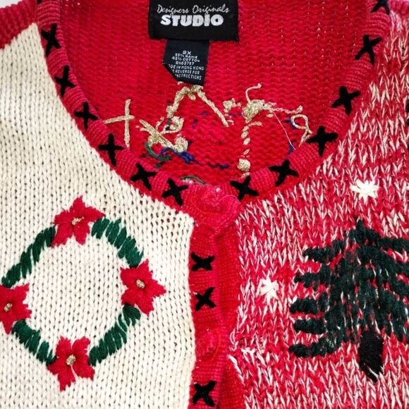 Design Originals Womens Cardigan Sz 2X Xmas Holiday Decorative Sweater Cotton Re - Picture 4 of 8